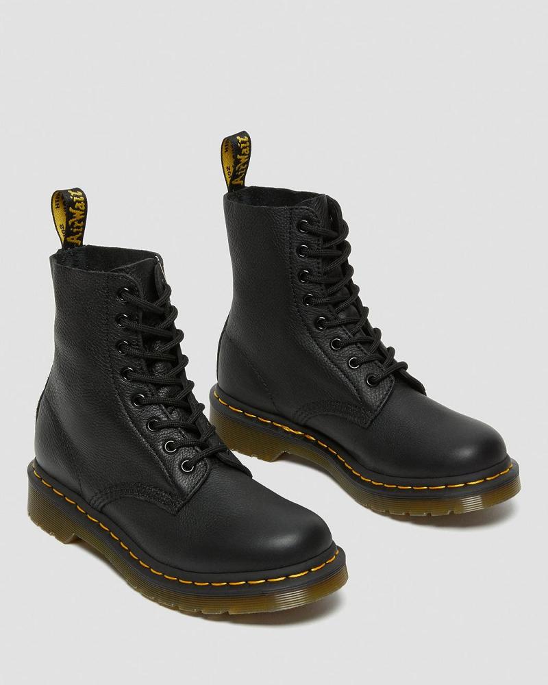 Black Women's Dr Martens 1460 Pascal Virginia Leather Ankle Boots | CA 18XYU